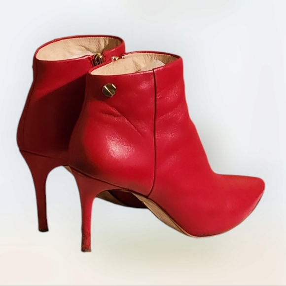 Women Vintage Leather Red Ankle Booties By Louis et Cie Size US 9M/EU 40 - Picture 7 of 11